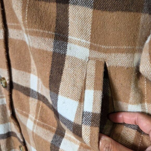 EUC TIME AND TRU PLAID BROWN MIX LONG SHACKET HEAVY SIZE M 8-10 - Picture 10 of 16